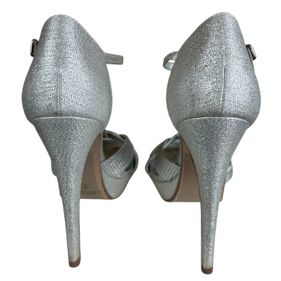 Dream Pairs Pumps Women Size 7.5 Silver Glitter T Bar Strappy Stiletto Platforms - Picture 3 of 9